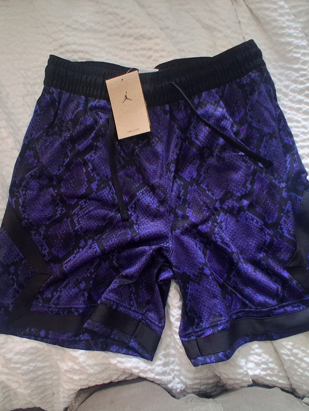 Jordan Men’s Purple Snake-Print Athletic Shorts with Black Trim
